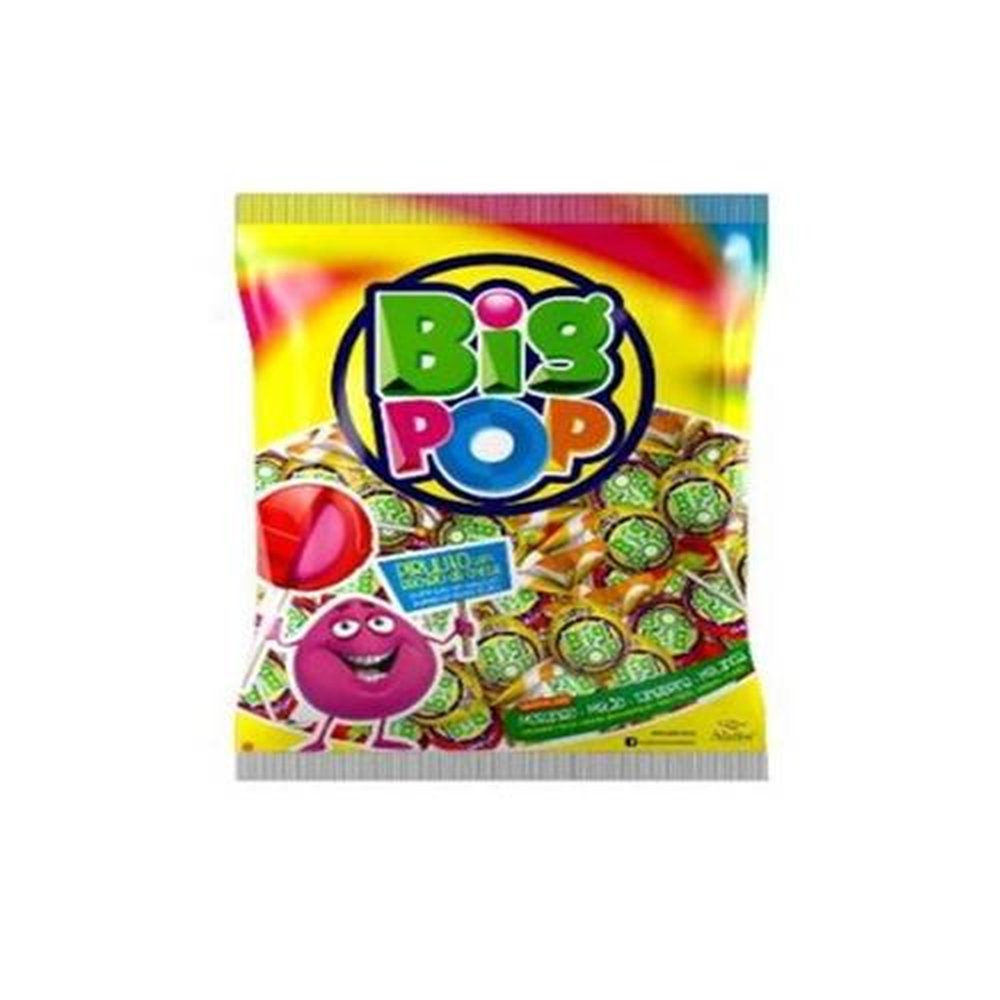 Pirulito Big Pop Frutas Recheado Mastigável 50 Unidades