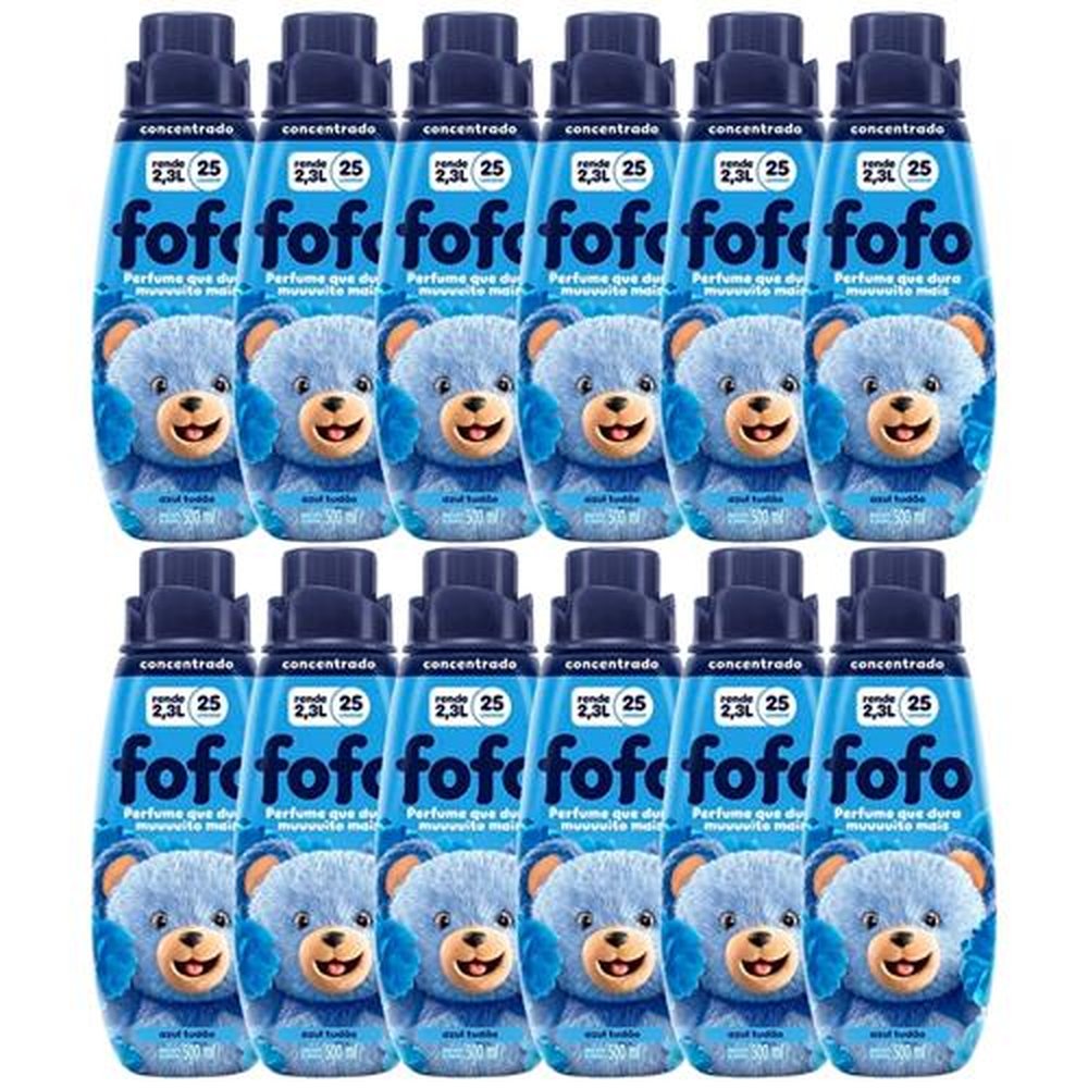 Amaciante Fofo Concentrado Azul Tudão 500ml - Embalagem com 12 Unidades
