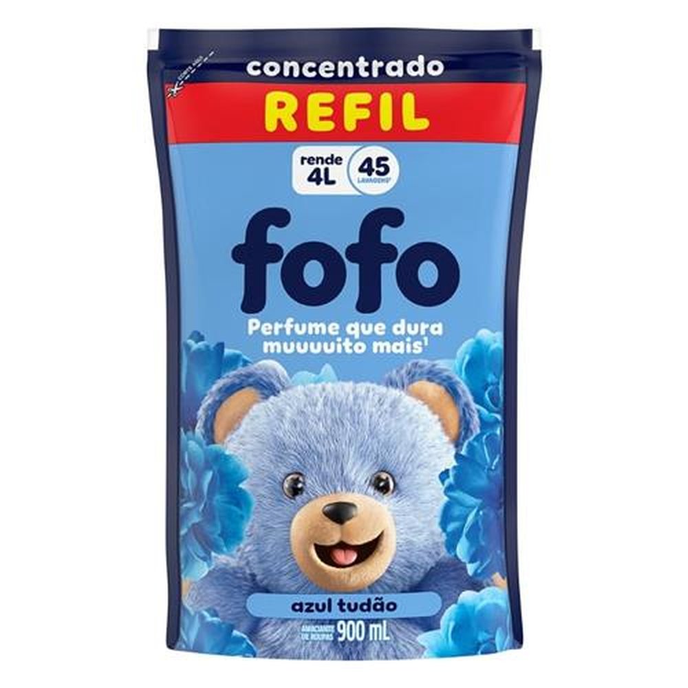 Amaciante Fofo Concetrado Azul Tudão Sache 900ml - Embalagem com 12 Unidades