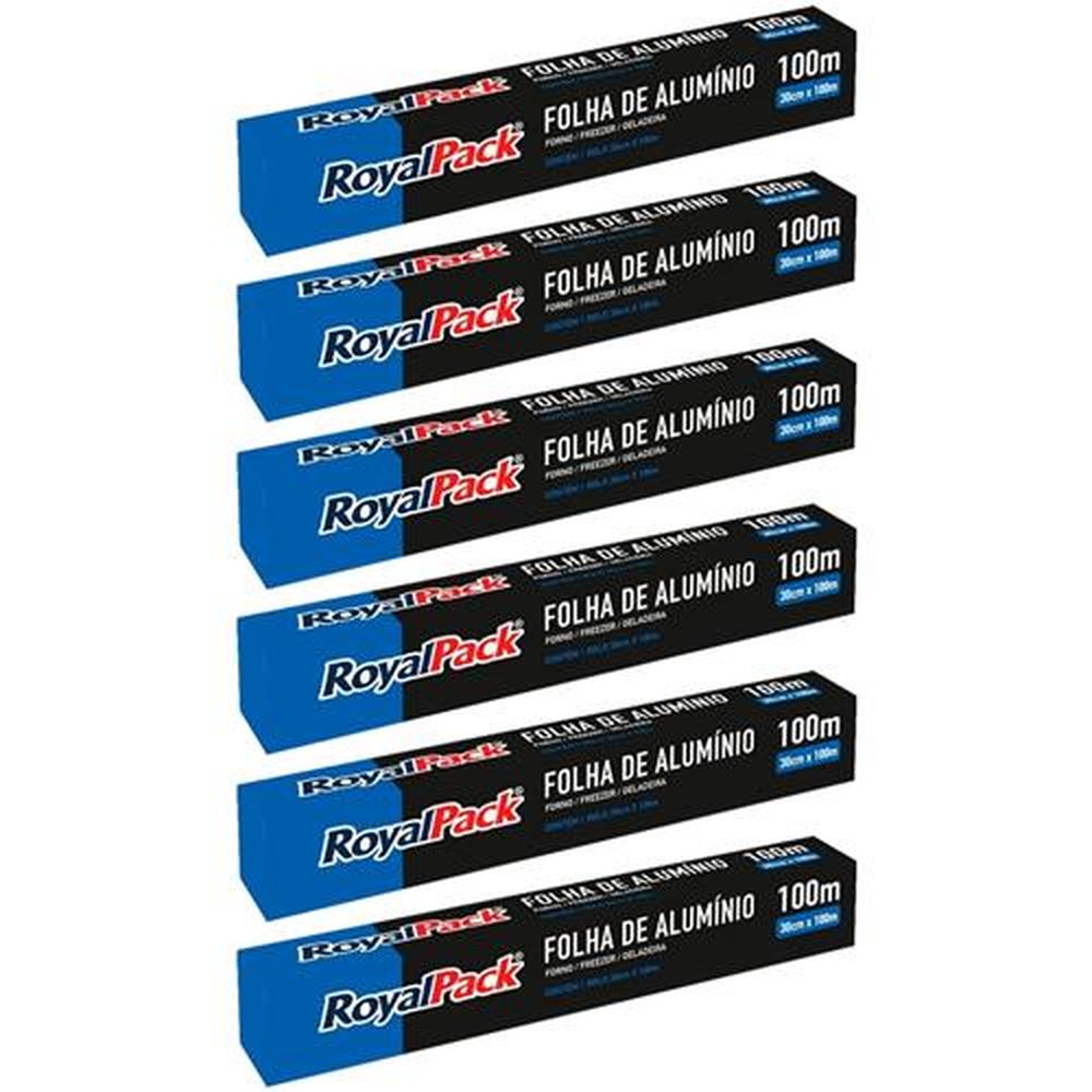 Papel Alumínio Royalpack 30cmx100M - Embalagem com 6 Unidades