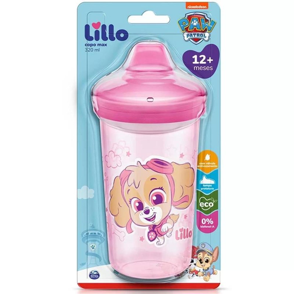 Copo de Treinamento Max Patrulha Canina 320ml Rosa Lillo