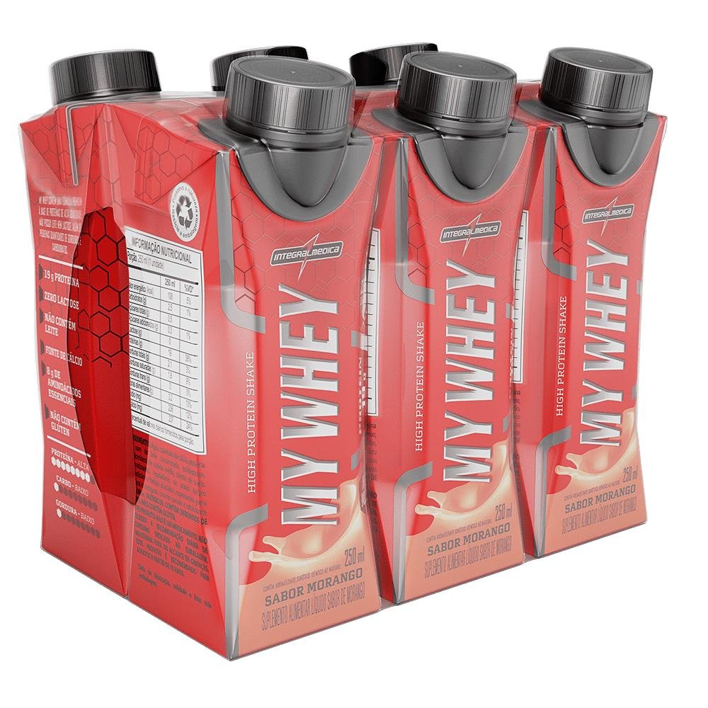MY WHEY ¿ High protein shake Pack com 6 unidades Morango