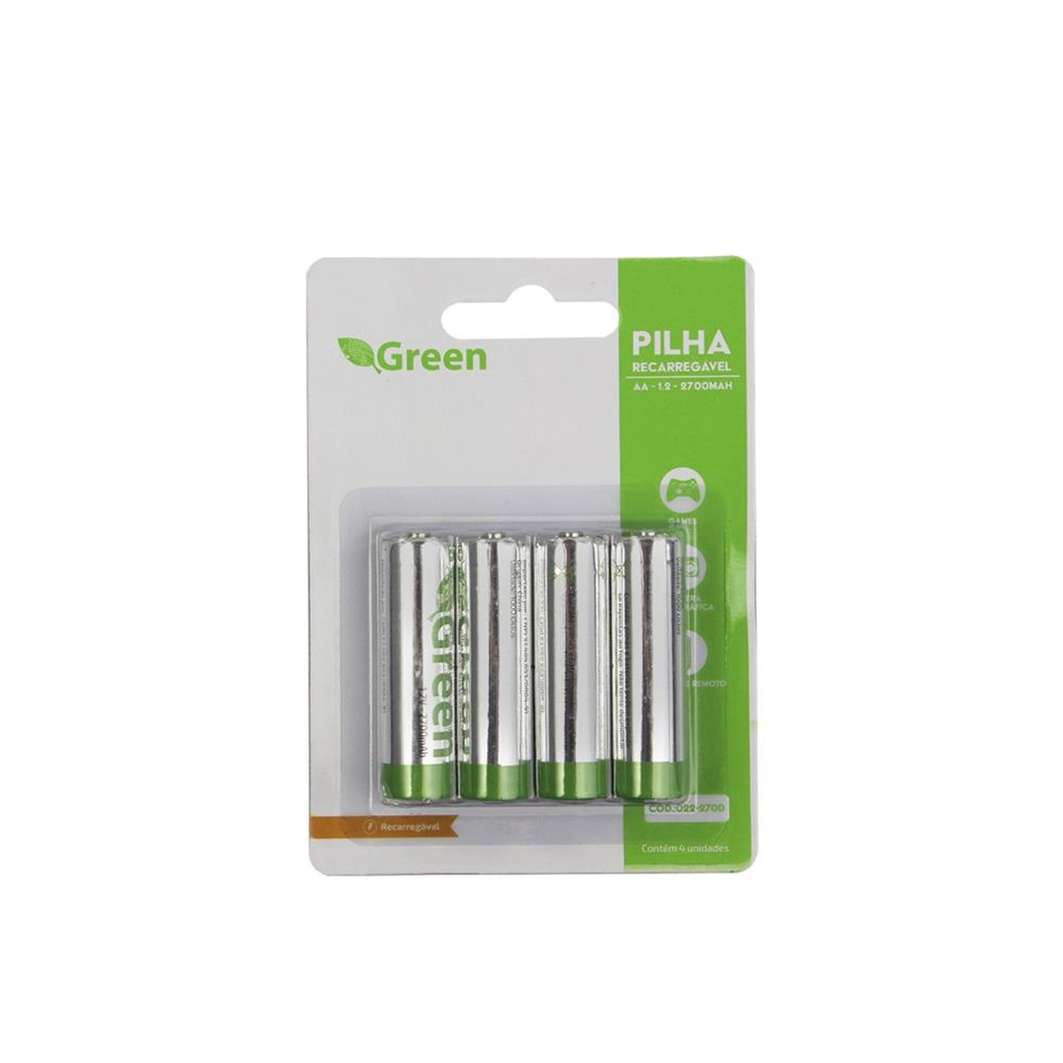 Pilha Recarregável AA 2700Mah- com 4 Peças