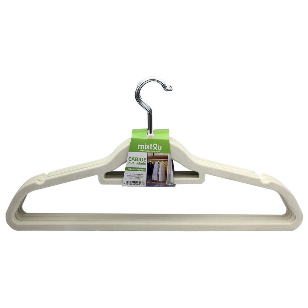 Cabide Revestido Em Veludo - Bege - Kit com 10 Peças