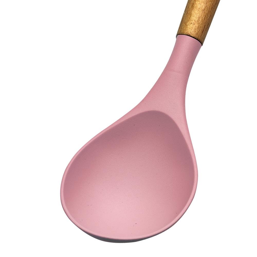 Kit de Utensílios de Silicone para Cozinha 12 Peças - Rosa