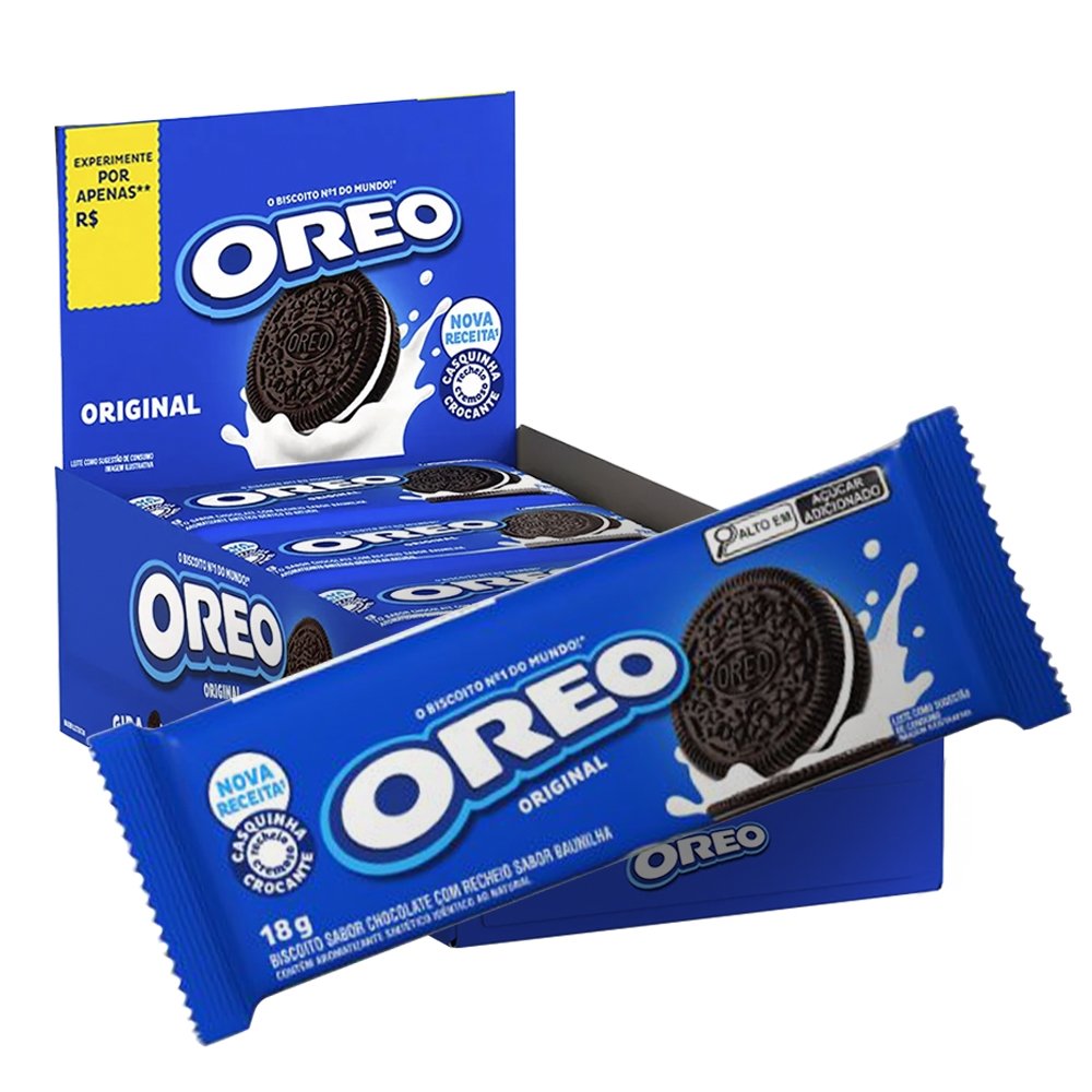 Biscoito Oreo Original Sabor Baunilha 18g - Display com 16 Unidades
