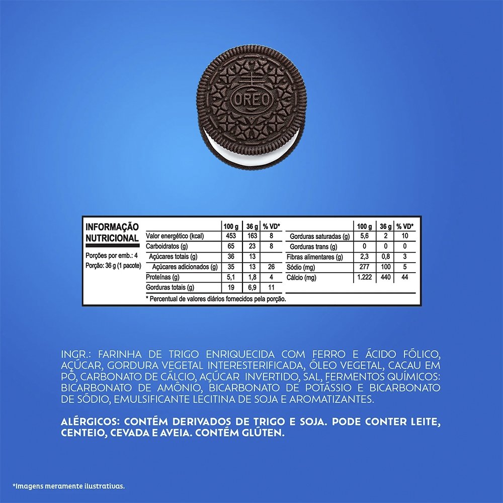 Biscoito Oreo Original Sabor Baunilha 18g - Display com 16 Unidades