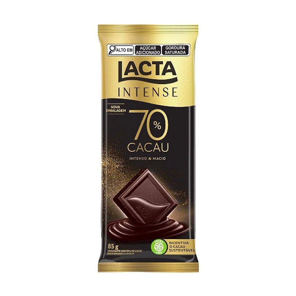 Chocolate Lacta Intense 70 Cacau Original 85g - Embalagem com 17 Unidades