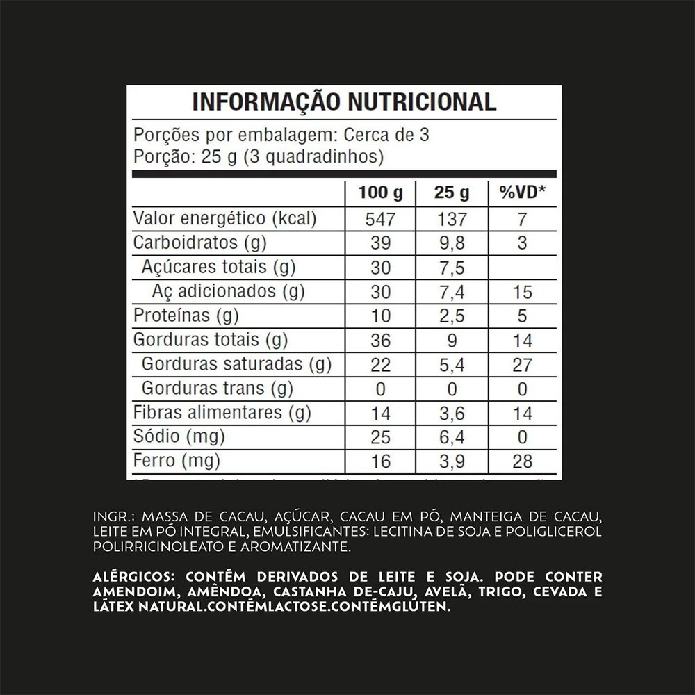 Chocolate Lacta Intense 70 Cacau Original 85g -  Embalagem com 17 Unidades