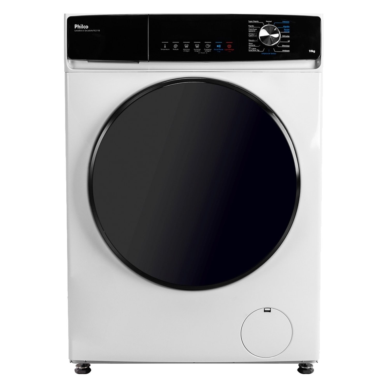 Máquina de Lavar Roupas 10Kg Philco PLS11B - Lava e Seca, Branco/Preto, 220V