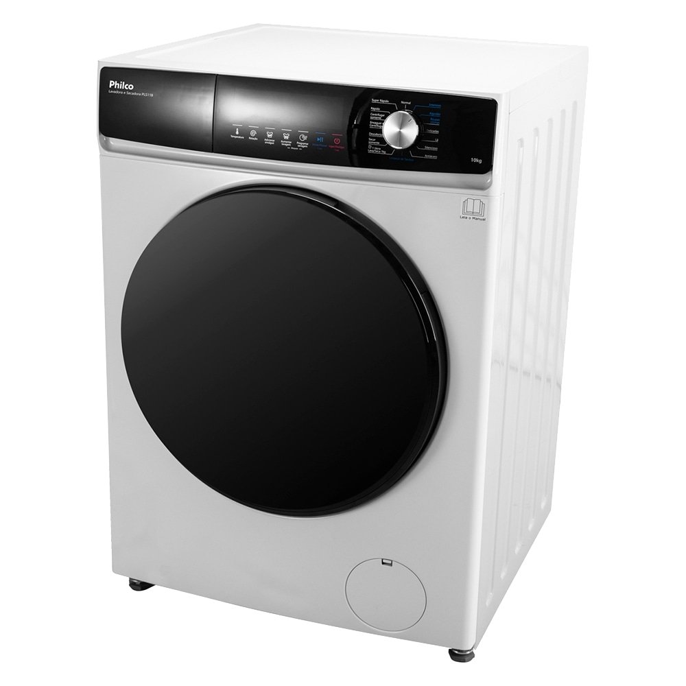 Máquina de Lavar Roupas 10Kg Philco PLS11B - Lava e Seca, Branco/Preto, 220V