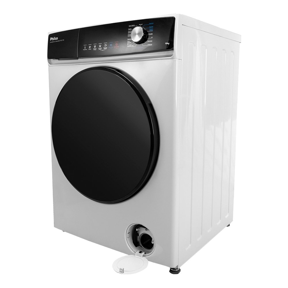 Máquina de Lavar Roupas 10Kg Philco PLS11B - Lava e Seca, Branco/Preto, 220V
