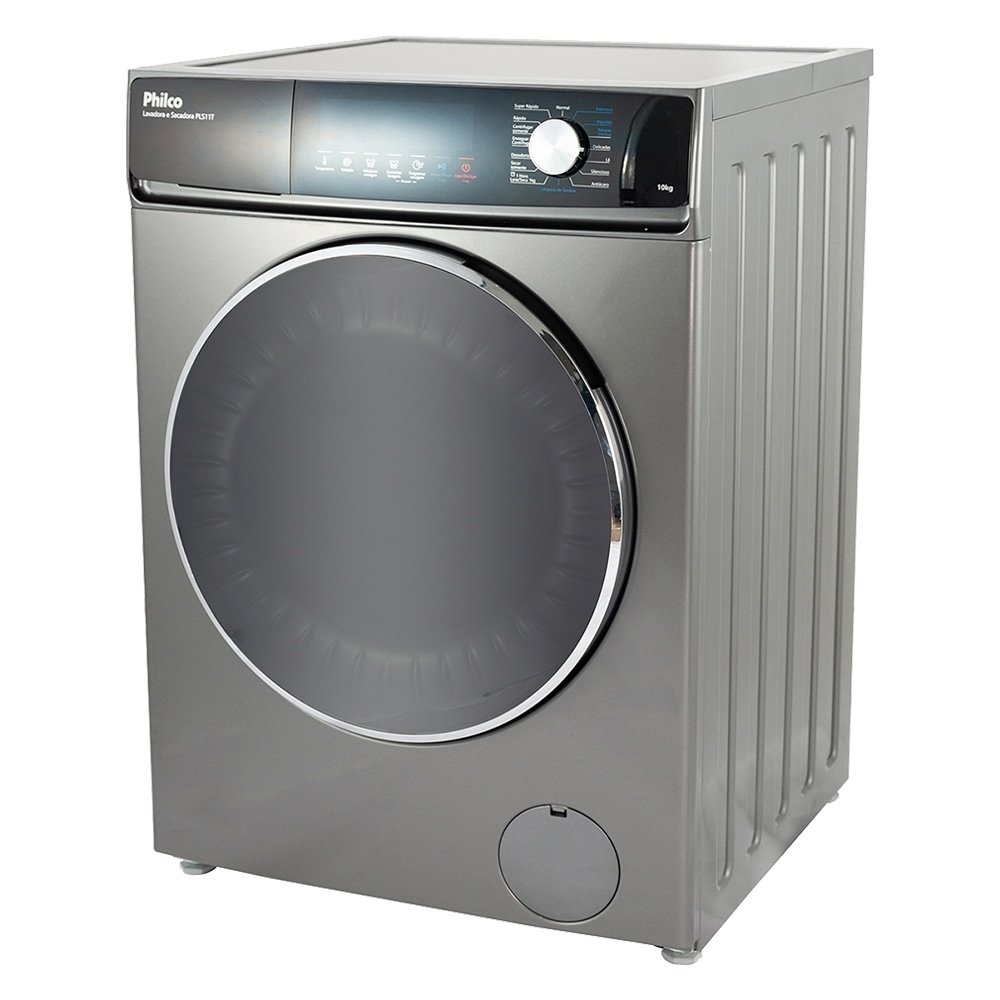 Máquina de Lavar Roupas 10Kg Philco PLS11T - Lava e Seca, Inox, 220V