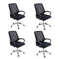 Kit 4 Cadeiras de Escritório Esteirinha Mesh Ergonômica - Preto