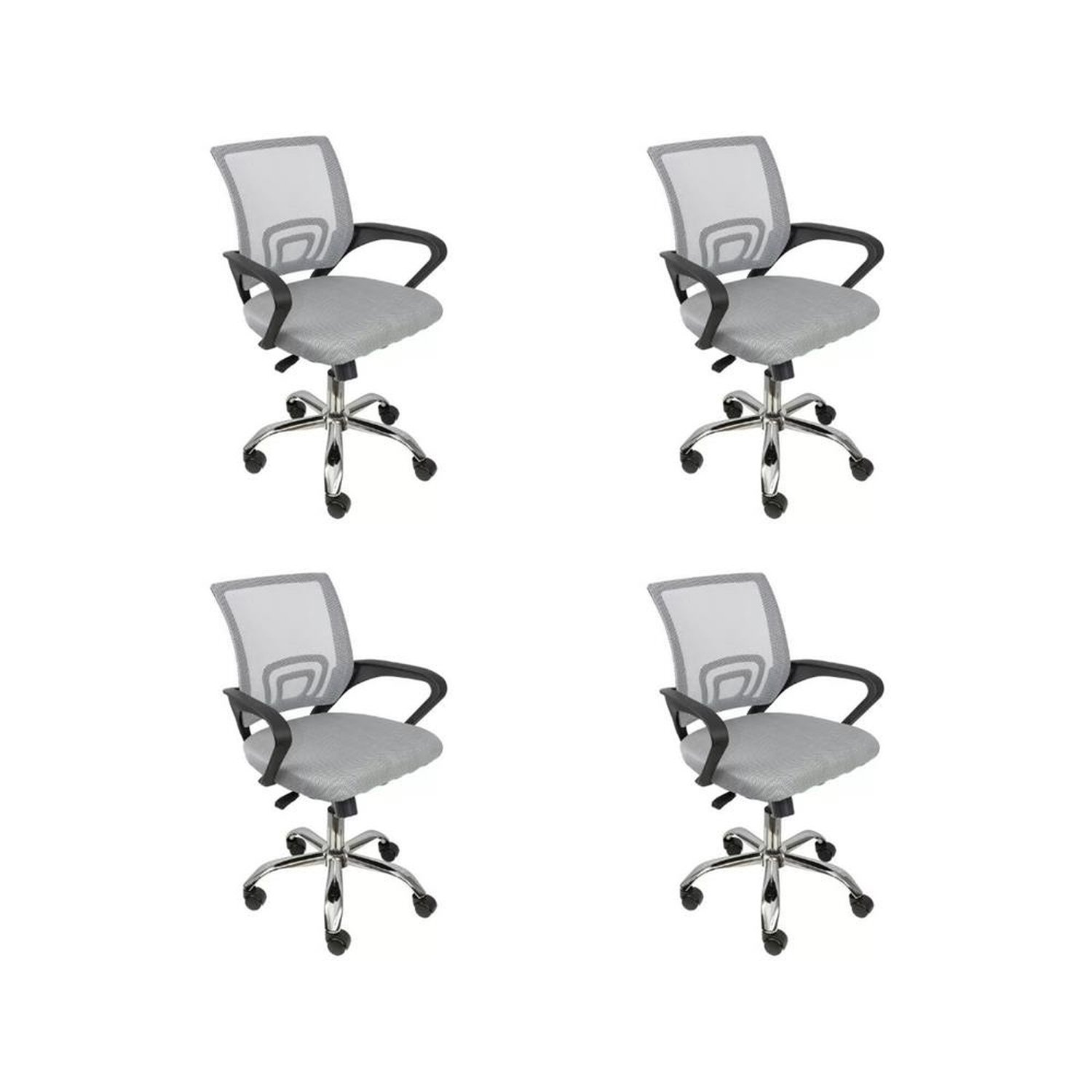 Kit 4 Cadeiras De Escritório Oficial Begônia Mesh Ergonômica Cinza
