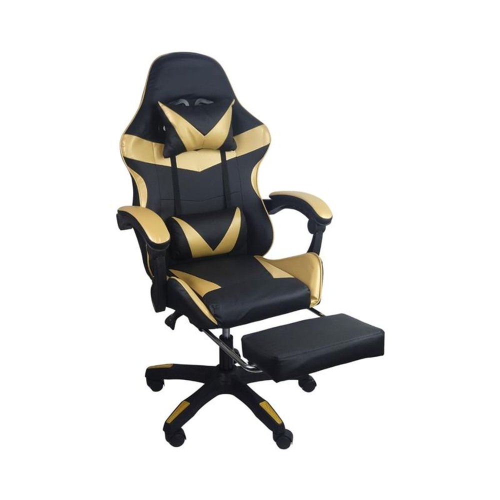 Cadeira Gamer Stillus Ergonômica Com Apoio Para Os Pés - Dourada