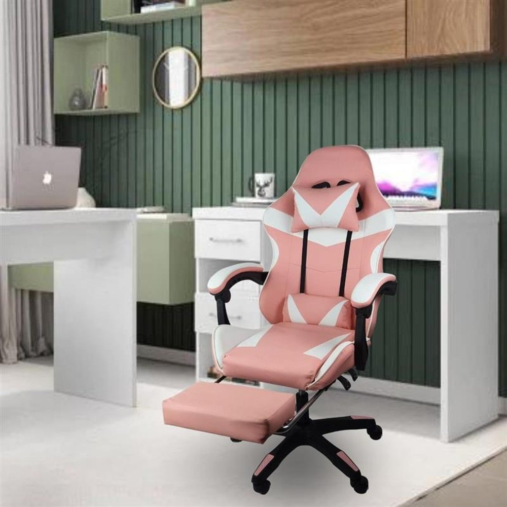 Cadeira Gamer Stillus Ergonômica Com Apoio Para Os Pés - Rosa