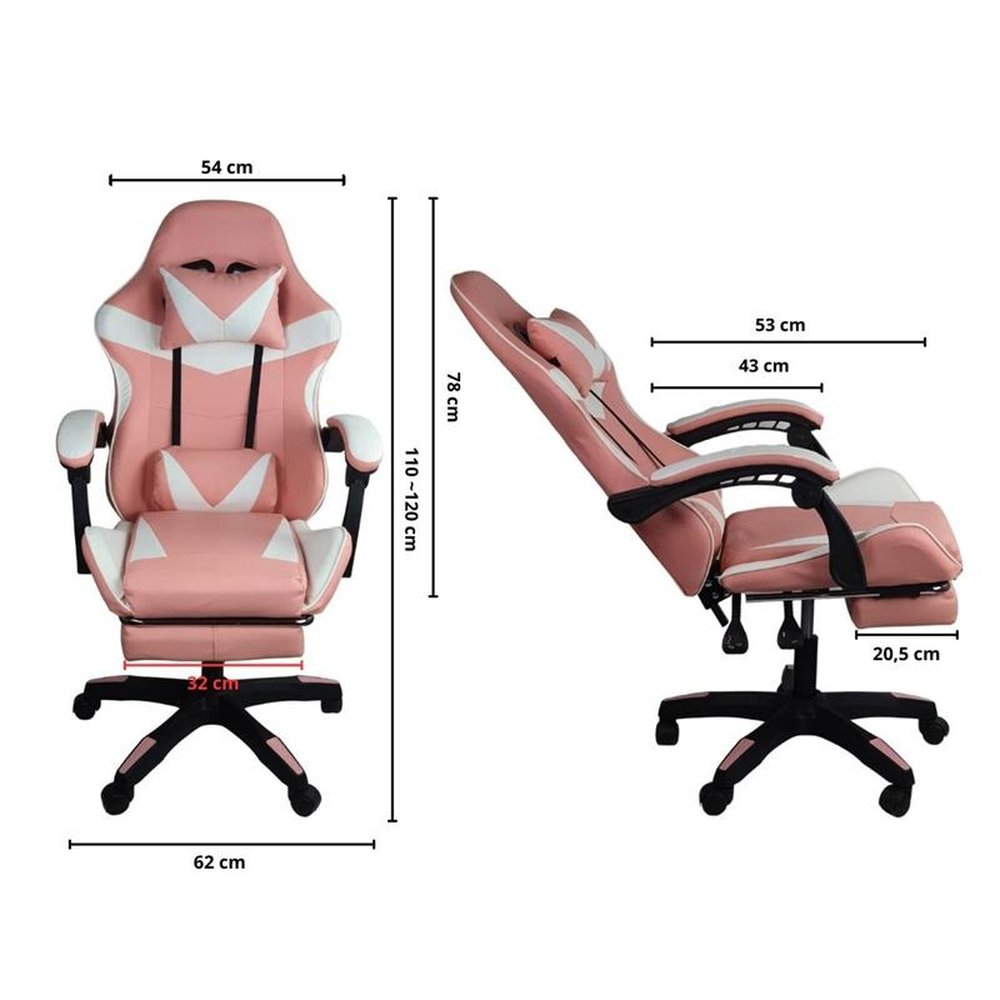 Cadeira Gamer Stillus Ergonômica Com Apoio Para Os Pés - Rosa