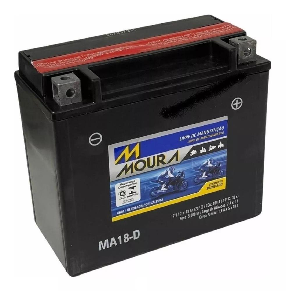 Bateria Moto Moura Ma18-D 18Ah Harley Jetski Ytx20l-Bs Yuasa