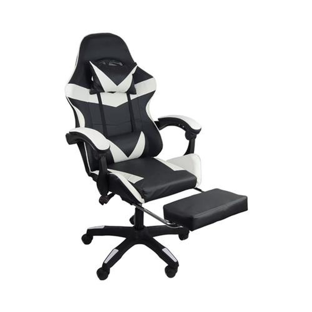 Cadeira Gamer Stillus Ergonômica Com Apoio Para Os Pés - Preta E Branca