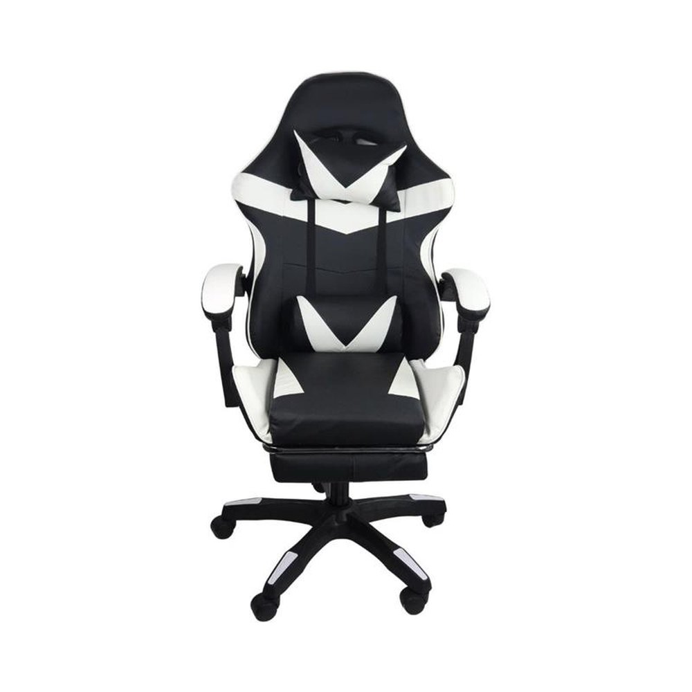 Cadeira Gamer Stillus Ergonômica Com Apoio Para Os Pés - Preta e Branca