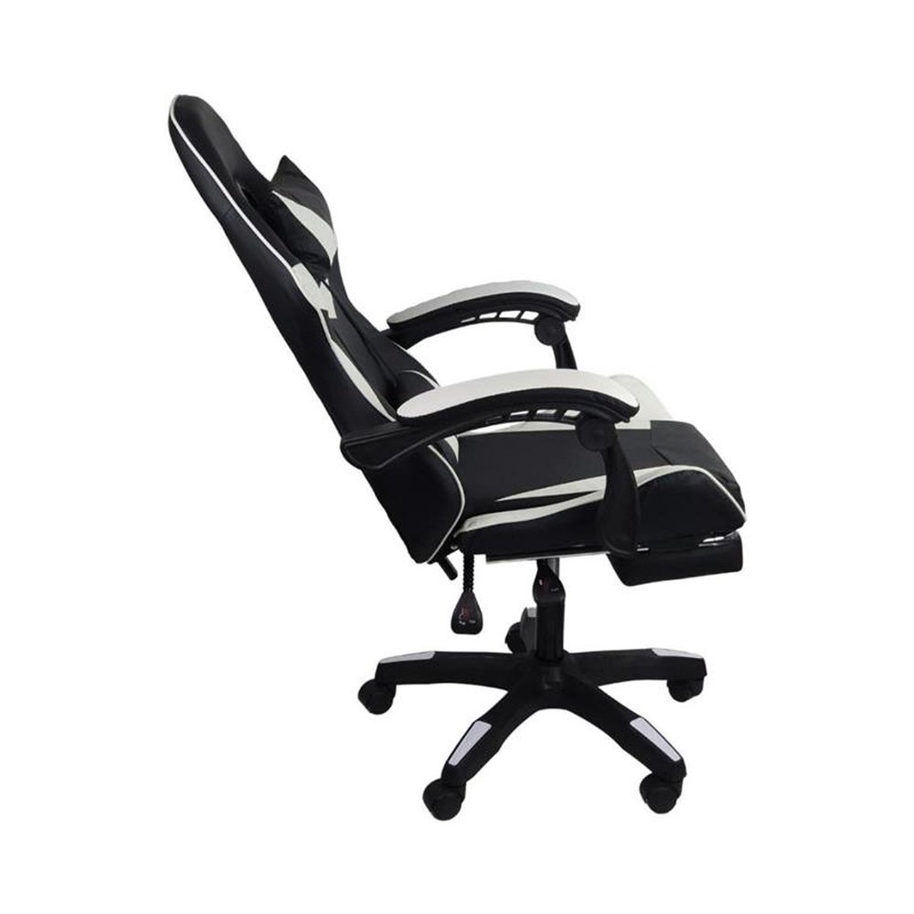 Cadeira Gamer Stillus Ergonômica Com Apoio Para Os Pés - Preta e Branca