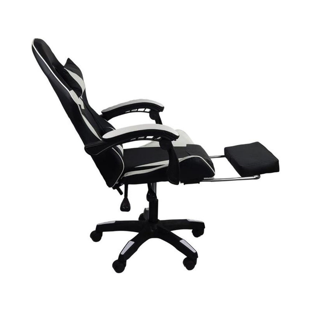 Cadeira Gamer Stillus Ergonômica Com Apoio Para Os Pés - Preta e Branca