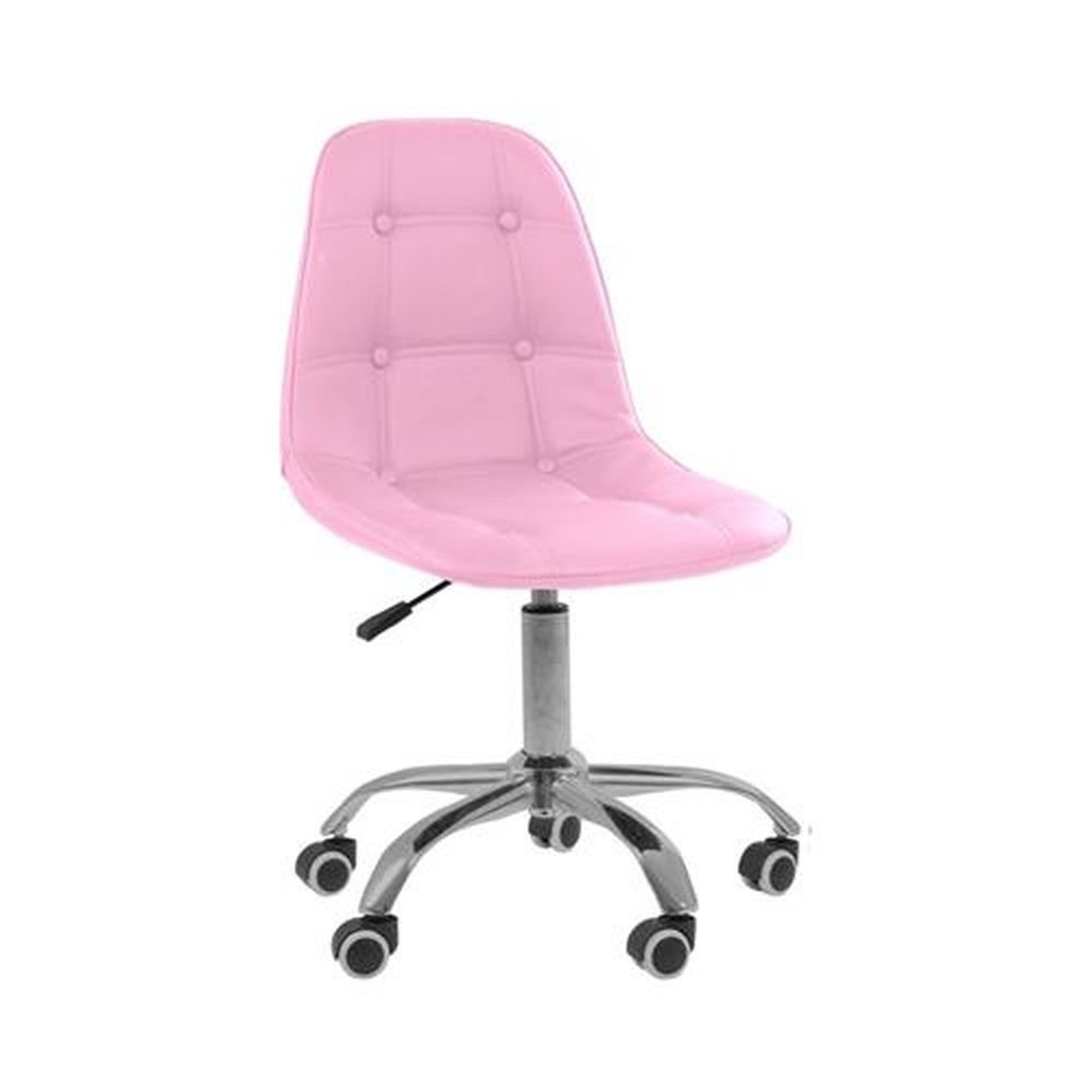 Cadeira Office Eiffel Botonê Ajustável Base Giratória Rosa