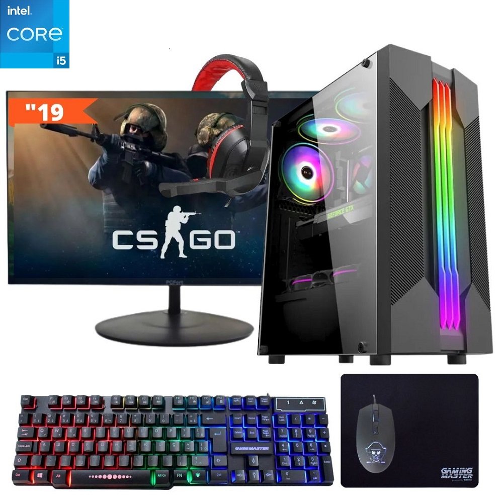 Computador Gamer Tob Intel Core i5 SSD 240GB 8GB Windows 10 Pro Trial + Teclado/Mouse + Mouse Pad + Headset + Monitor 19