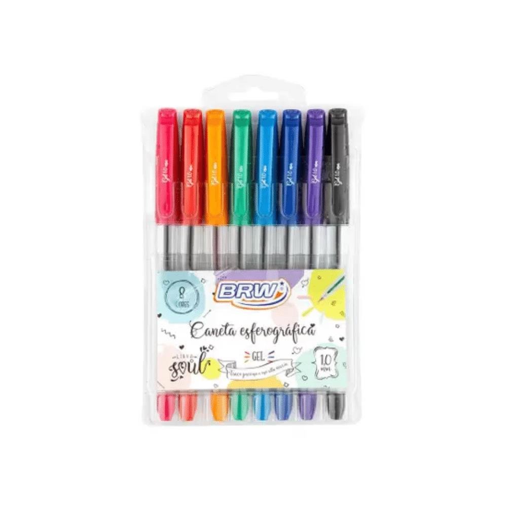 Caneta Esferografica Brw Gel 1.0Mm Coloridas C/8 0033