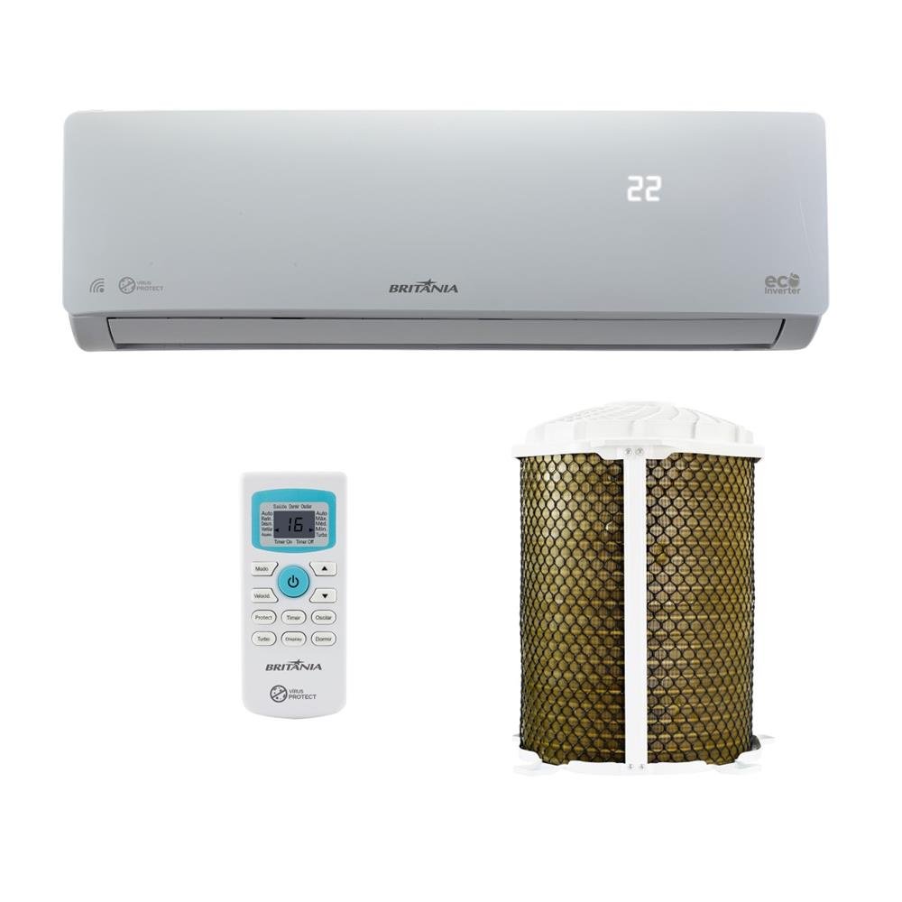Ar Condicionado Split Britania Hi Wall Inverter 9.000 BTU/h Frio Bifasico Branco BAC9000ITFM9W - 220V