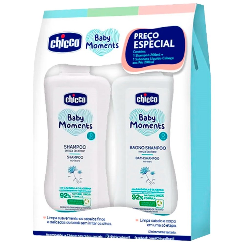 Kit Shampoo + Sabonete Líquido Chicco Baby Moments 200ml