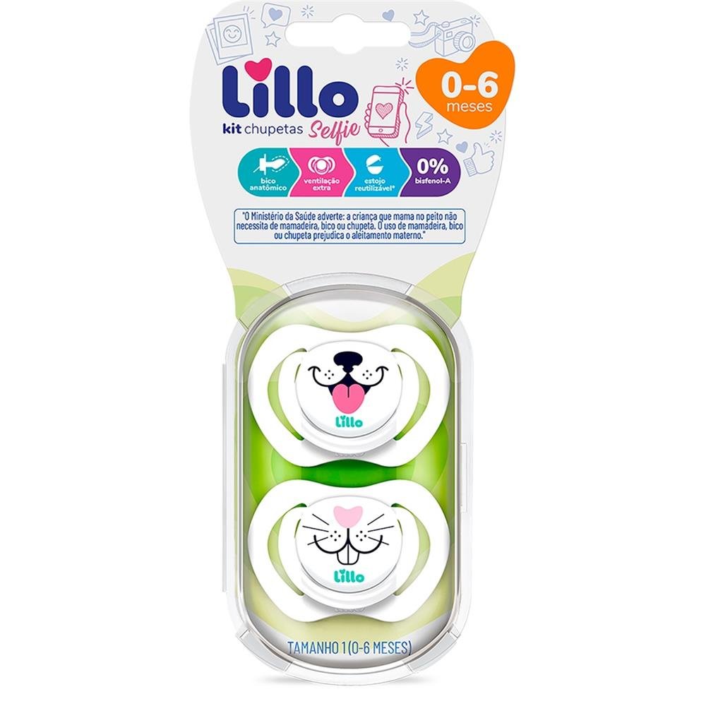 Kit 2 Chupetas Lillo Selfie 0-6 Meses