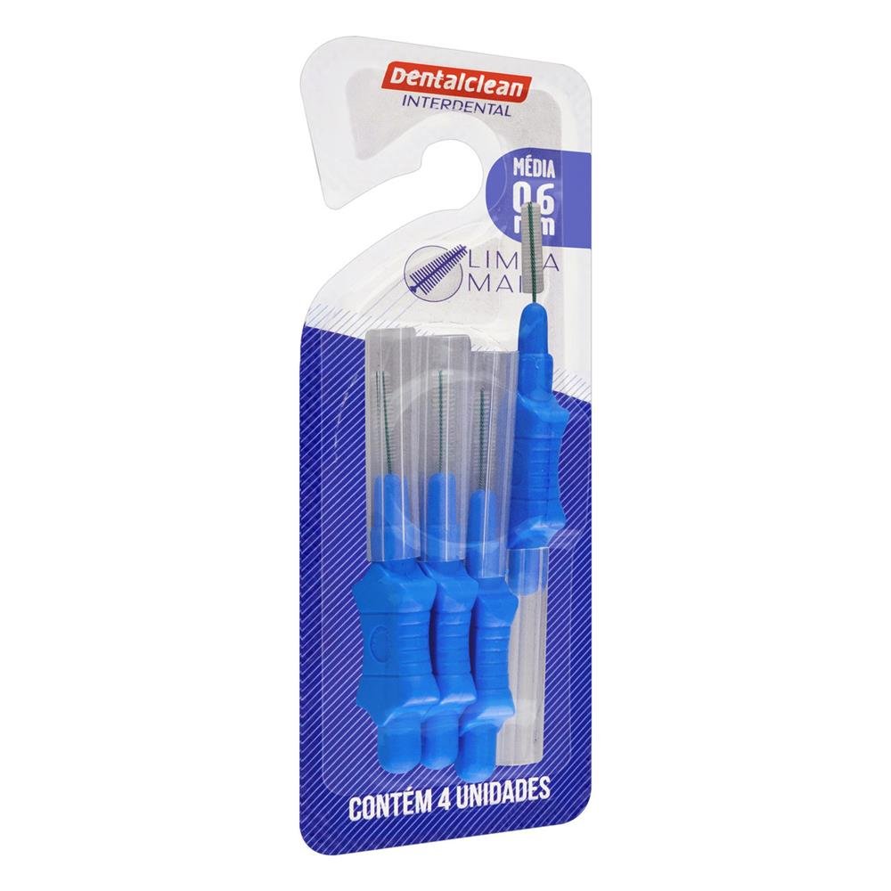 Escova Interdental Cilíndrica Média Dentalclean 0,6mm 4 Unidades