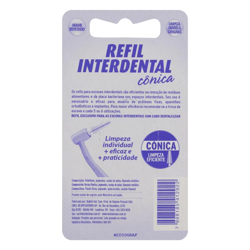 Refil Escova Dentalclean Profissional Interdental Cônico Caixa Com 12 Unidades