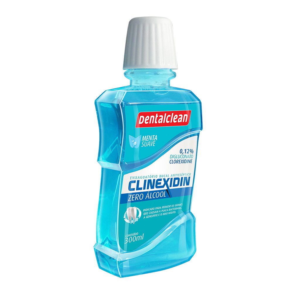 Enxaguante Antisséptico Bucal Dentalclean Profissional Clinexidin Zero 300 ML Caixa com 12 Unidades