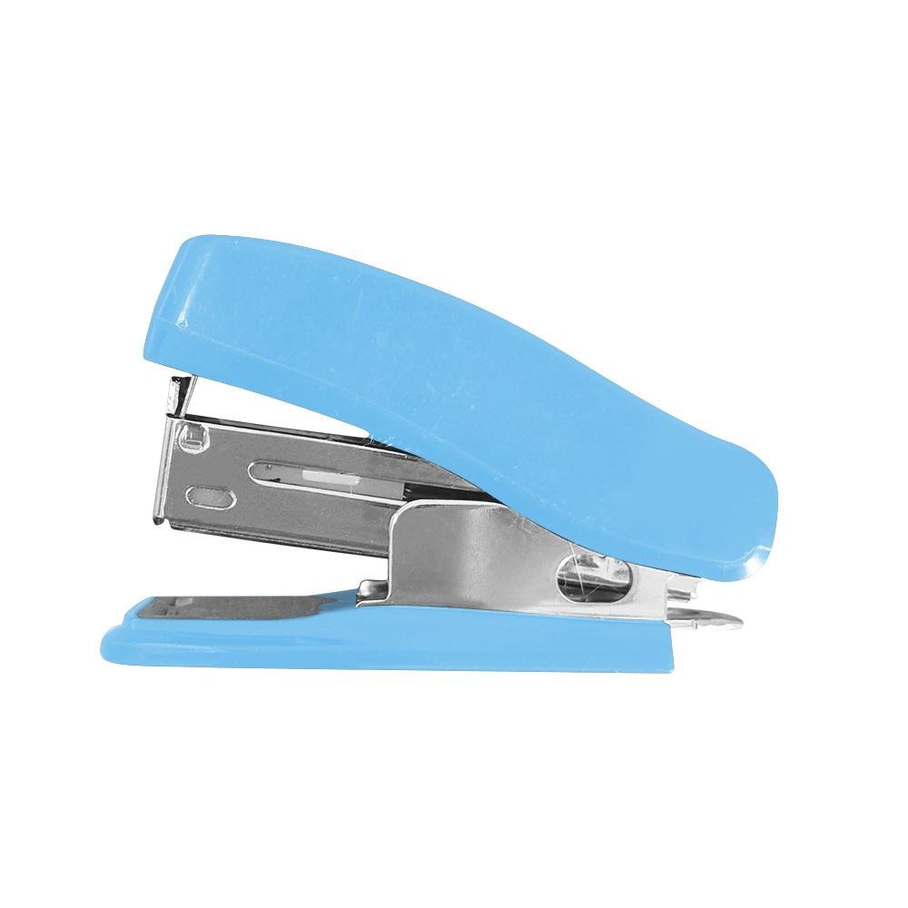 Mini Grampeador 15 Folhas Azul Blister de 500 Grampos 26/6 Keep - EI165
