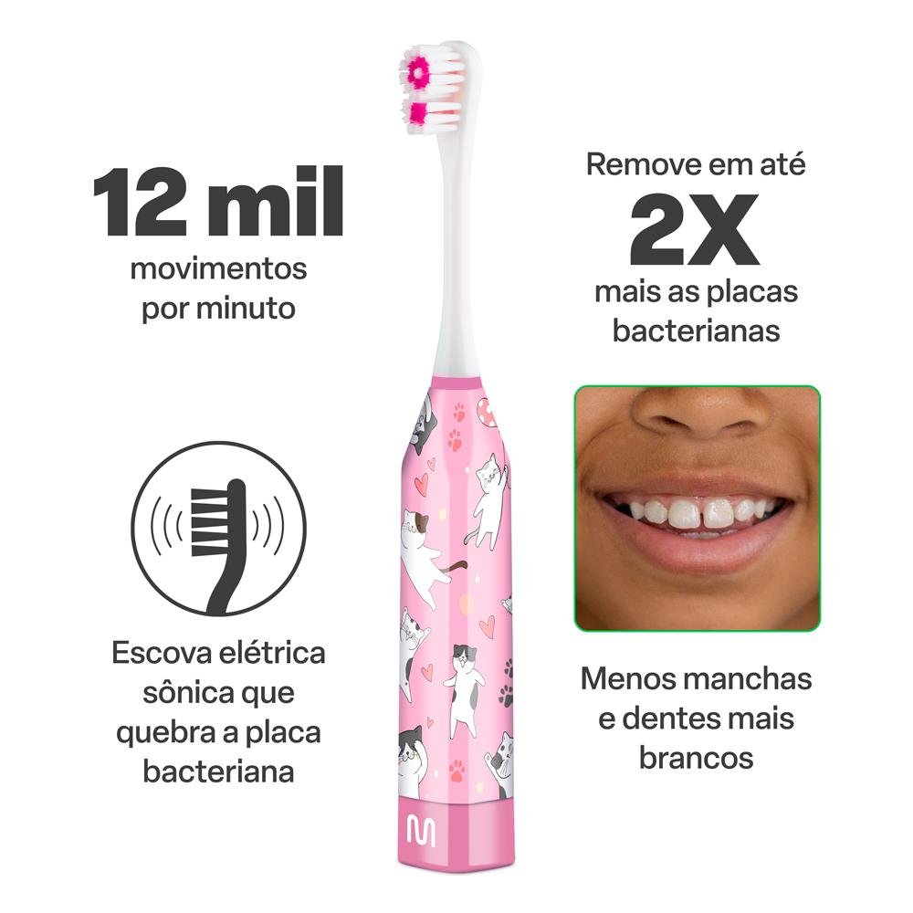 Escova Eletrica Sonica Infantil Health Pro Gatinho - HC155