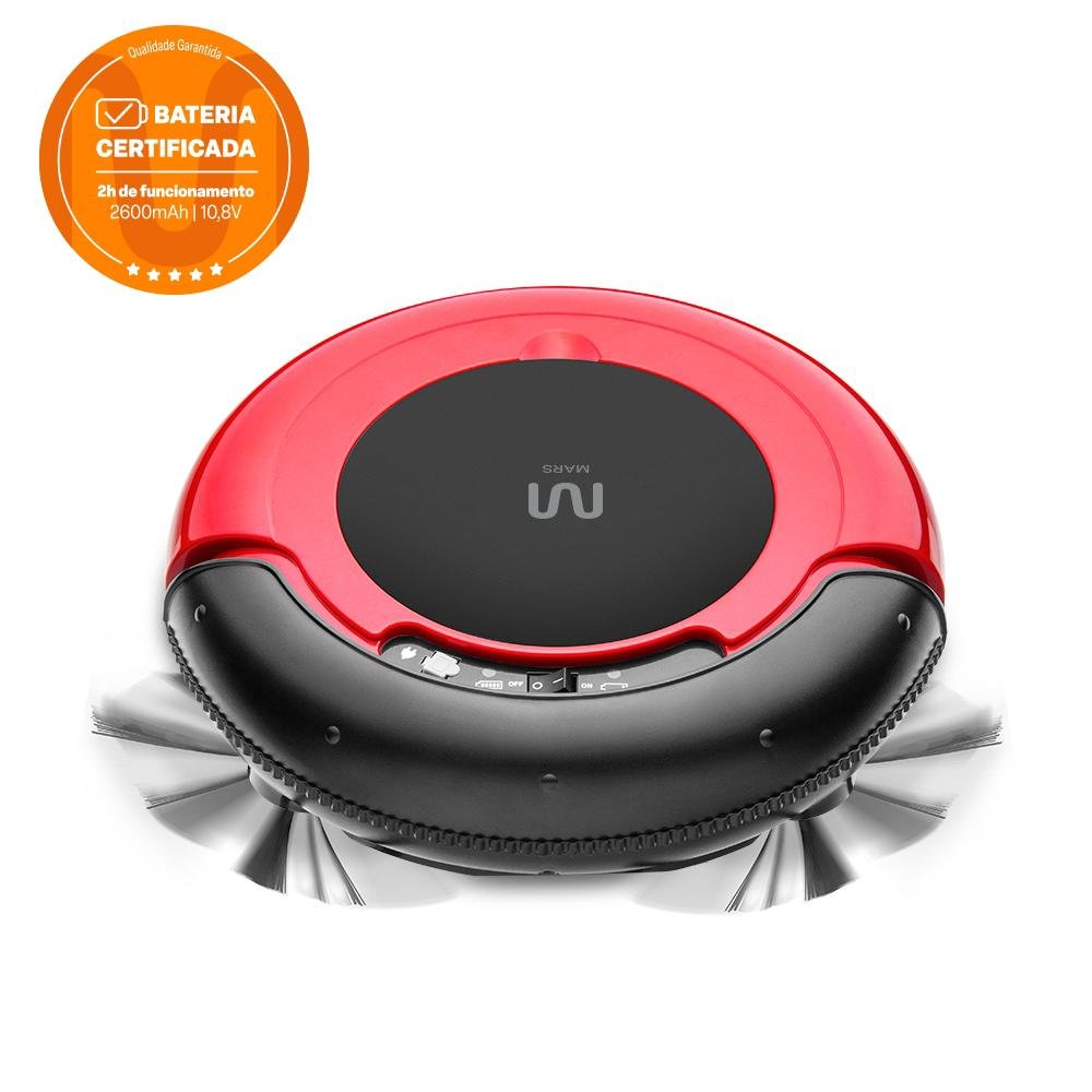 Aspirador de Pó Robô Mars Varre + Aspira + Passa Pano Bivolt com 30W e Bateria Recarregável, Vermelho/Preto Multi Home - HO400