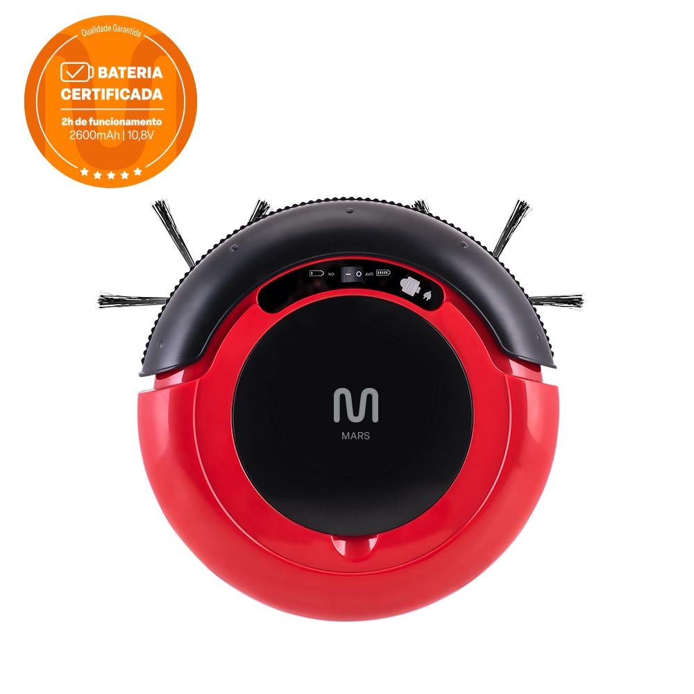 Aspirador de Pó Robô Mars Varre + Aspira + Passa Pano Bivolt com 30W e Bateria Recarregável, Vermelho/Preto Multi Home - HO400
