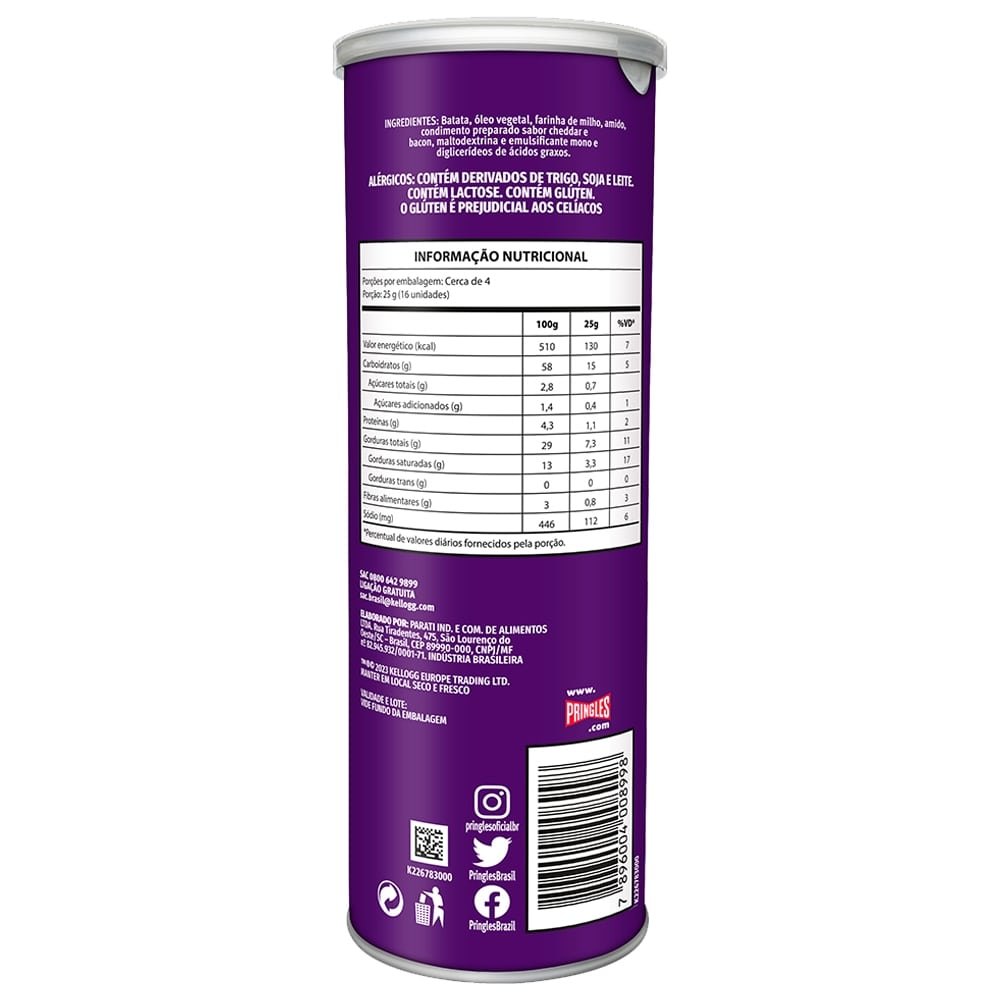 Batata Pringles Cheddar e Bacon 105g