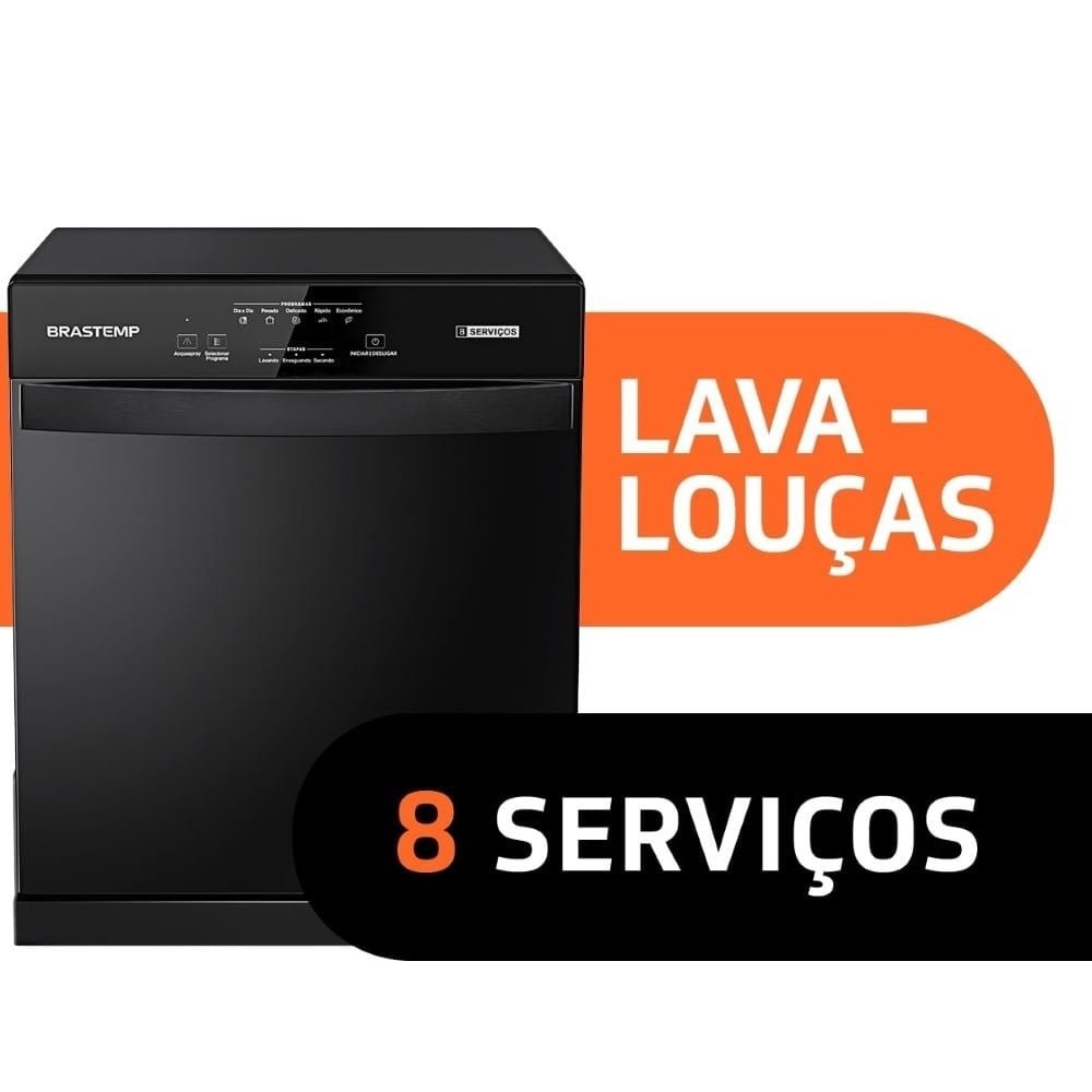 Lava-Louças 8 Serviços Brastemp BLF08AE Preto, 110V