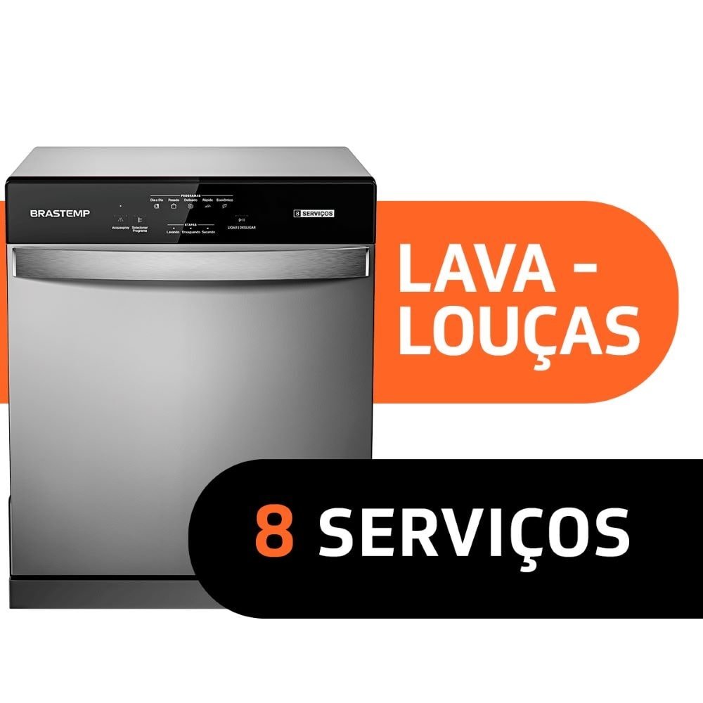 Lava-Louças 8 Serviços Brastemp BLF08BS Inox, 220V