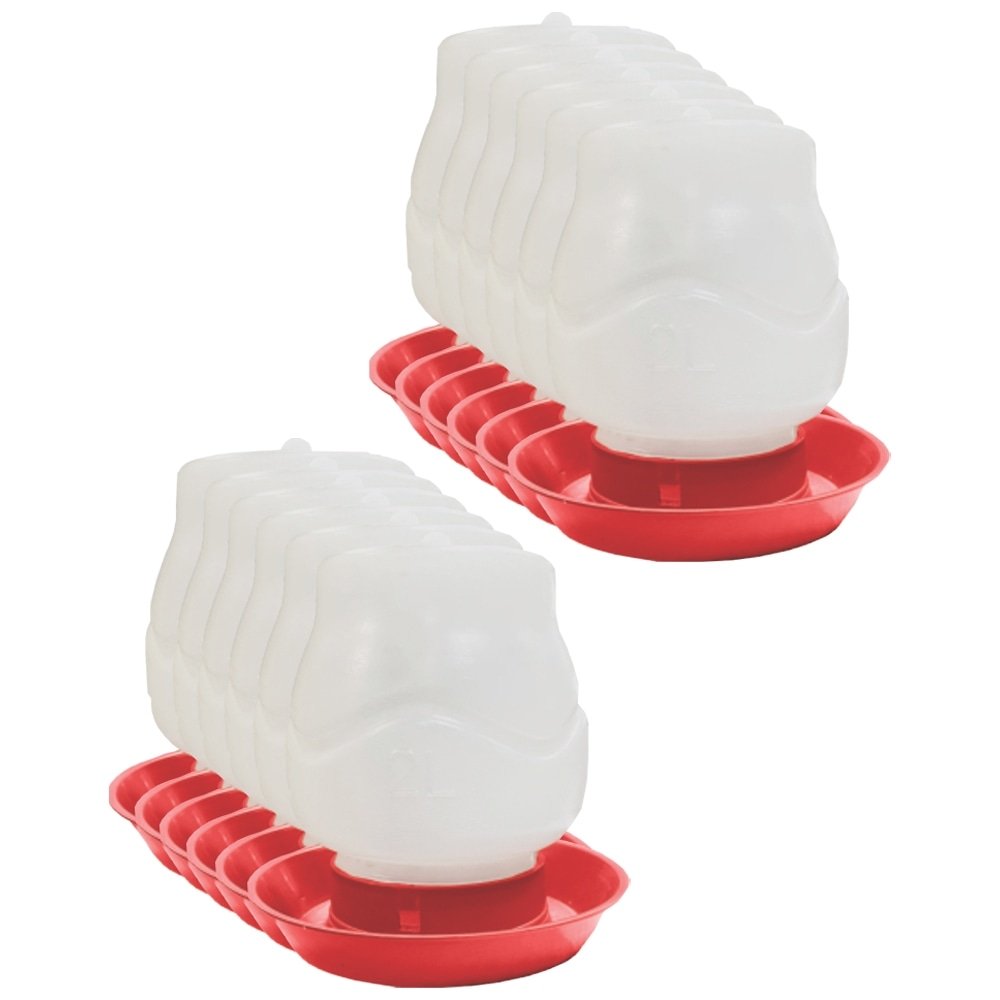 Bebedouro Plástico para Aves Avipet com Prato Rosqueável 5 Litros - Embalagem com 12 Unidades