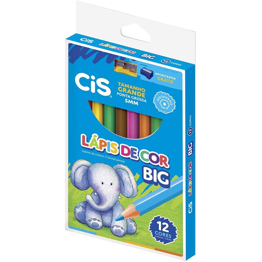 Lapis de Cor Big Cis 12 Cores Ponta Grossa 5mm Sextavado