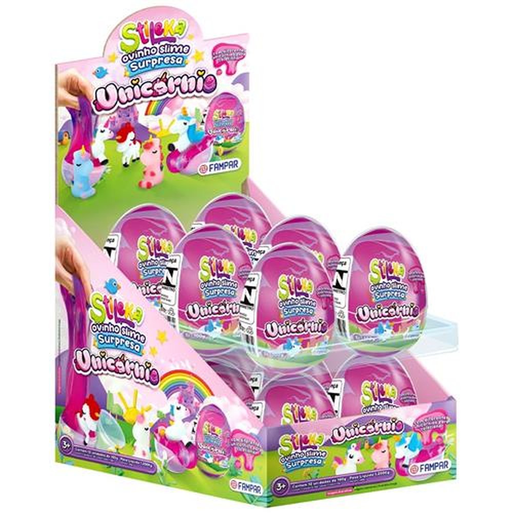 Ovo Surpresa Stileka Slime Unicornio com 12 Unidades