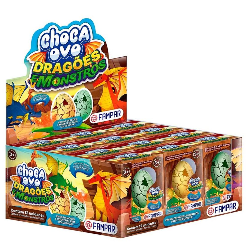 Choca Ovo Dragao E Monstros Display com 12 Unidades