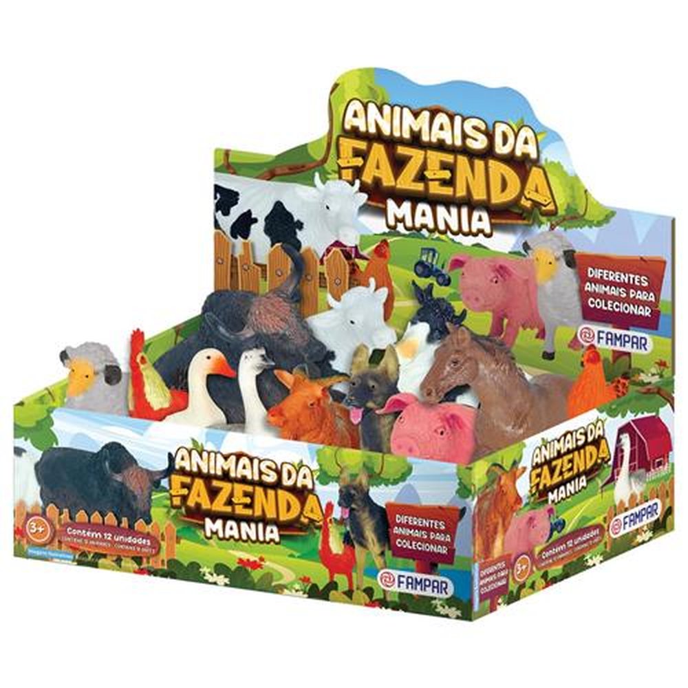 Animais Da Fazenda Display com 12