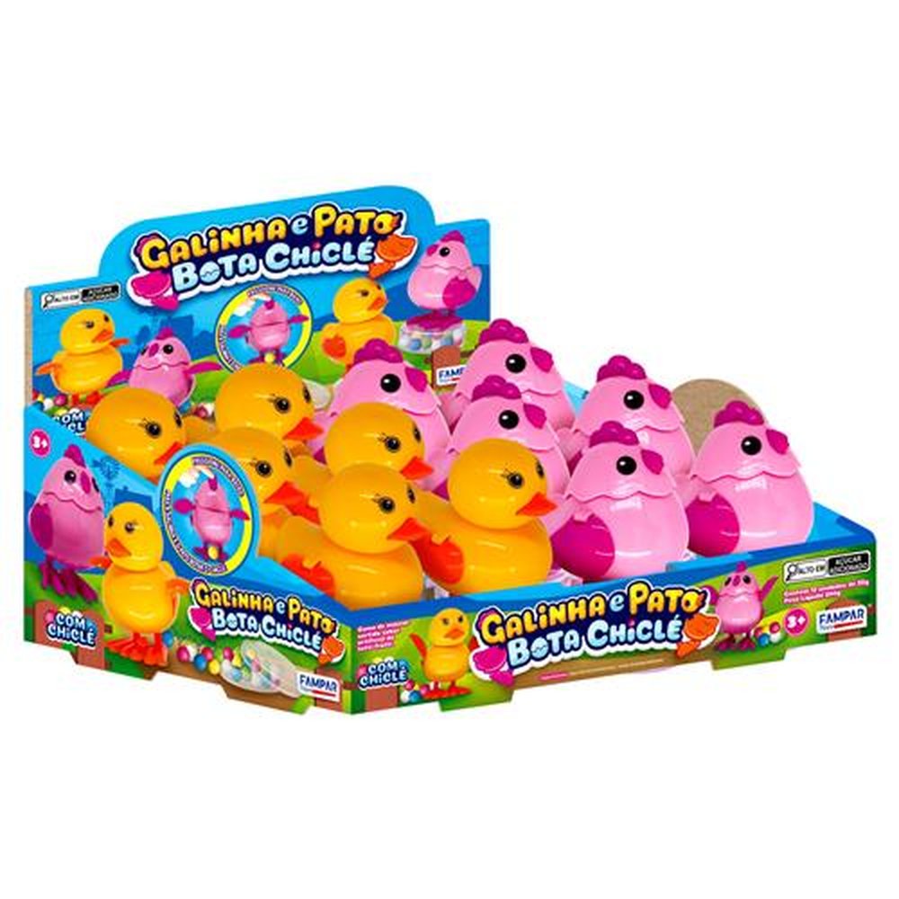 Galinha E Pato Bota Chicle com 12 Unidades