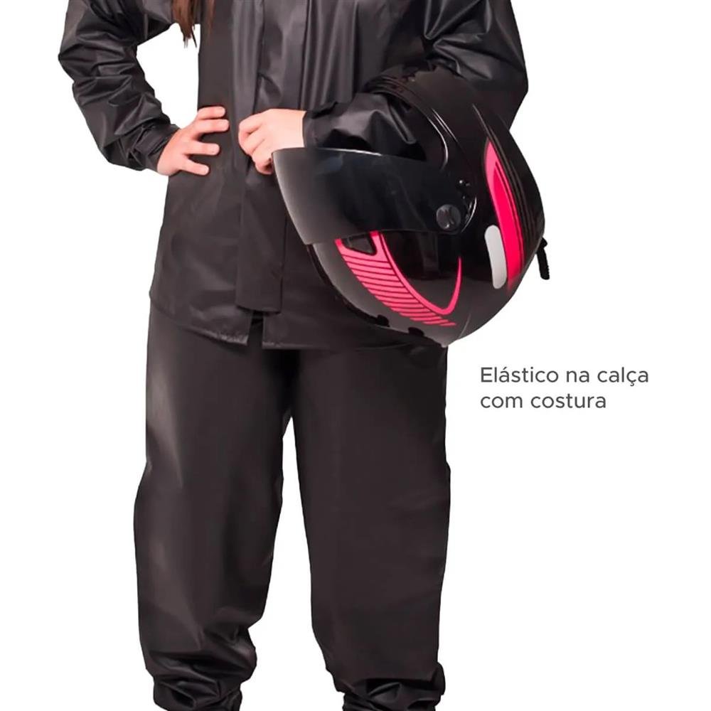 Capa De Chuva Motoqueiro Moto 100% Impermeável Pvc Feminino Tamanho GG